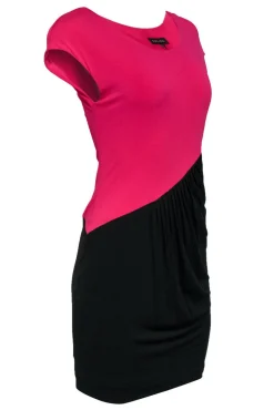 Escada - Pink & Black Color Blocked Fitted Dress Sz XS