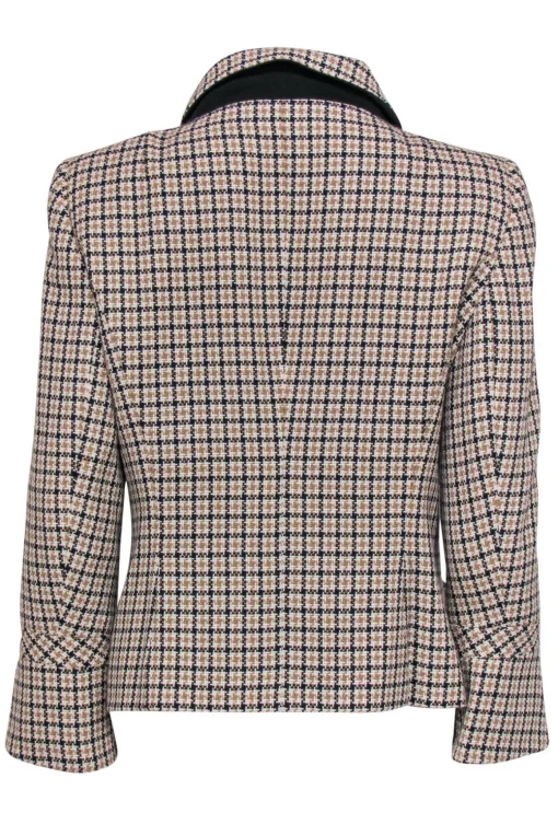 Escada - Taupe & White Herringbone Tweed Blazer Sz 10