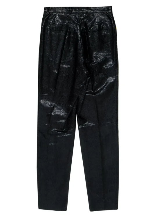 Escada - Vintage Black Reptile Texture Embossed Taper Leg Pants Sz 6