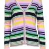 Escada Sport - Pink Multicolor Stripe V-neck Cardigan Sz L