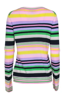 Escada Sport - Pink Multicolor Stripe V-neck Cardigan Sz L