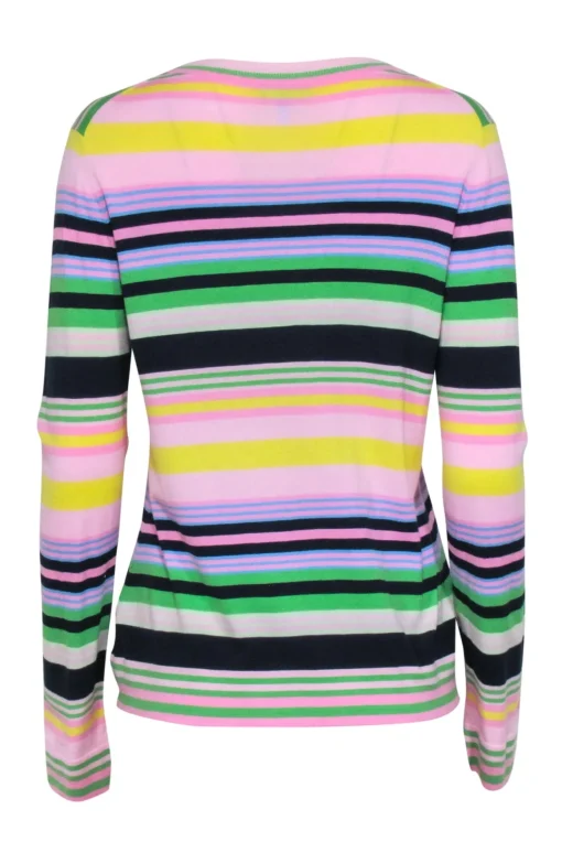 Escada Sport - Pink Multicolor Stripe V-neck Cardigan Sz L