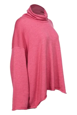 Eskandar - Pink Oversized Wool Turtleneck Sweater w/ Bell Sleeves Sz L