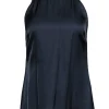 Etcetera - Dark Gray Satin High Neck Tank w/ Rhinestones Sz 0