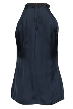 Etcetera - Dark Gray Satin High Neck Tank w/ Rhinestones Sz 0