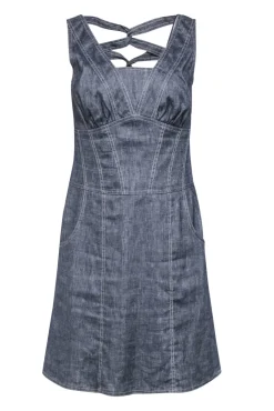 Etcetera - Grey Chambray Corset-Style Sheath Dress Sz 8