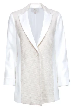 Etcetera - Ivory Single Button front Blazer w/ Cream Tweed Front Detail Sz 4