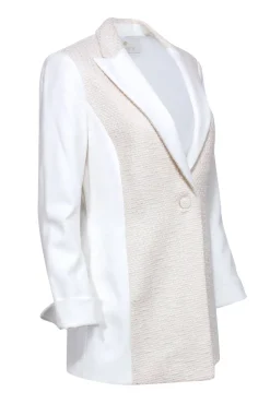Etcetera - Ivory Single Button front Blazer w/ Cream Tweed Front Detail Sz 4