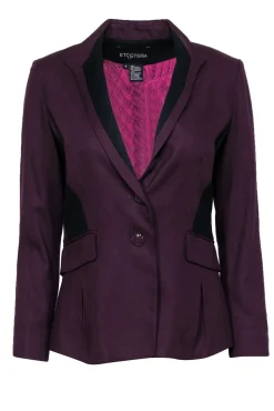 Etcetera - Plum & Black Textured Two-Button Blazer Sz 4