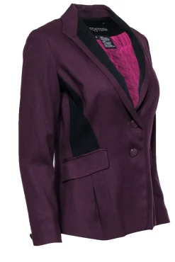 Etcetera - Plum & Black Textured Two-Button Blazer Sz 4