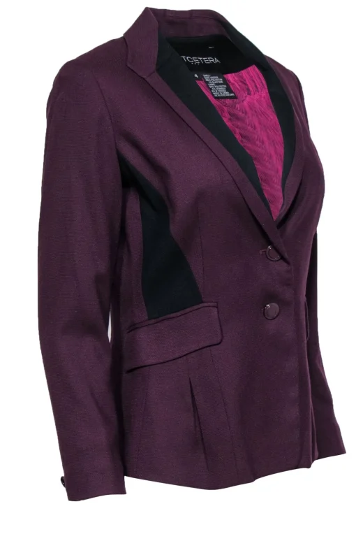 Etcetera - Plum & Black Textured Two-Button Blazer Sz 4