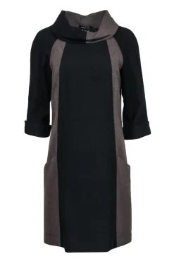 Etecetera - Brown & Black Color-Blocked Shift Dress w/ Collared Neckline Sz 8