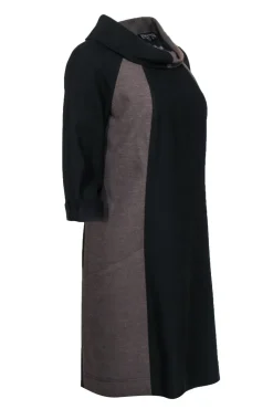 Etecetera - Brown & Black Color-Blocked Shift Dress w/ Collared Neckline Sz 8