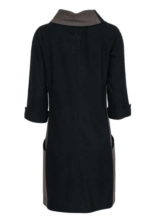 Etecetera - Brown & Black Color-Blocked Shift Dress w/ Collared Neckline Sz 8