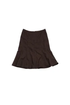 Etro - Brown & Black Houndstooth Wool Flared Skirt Sz 8