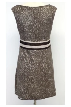 Eva Franco - Taupe Eyelet Dress w/ Bow Detail Sz 4