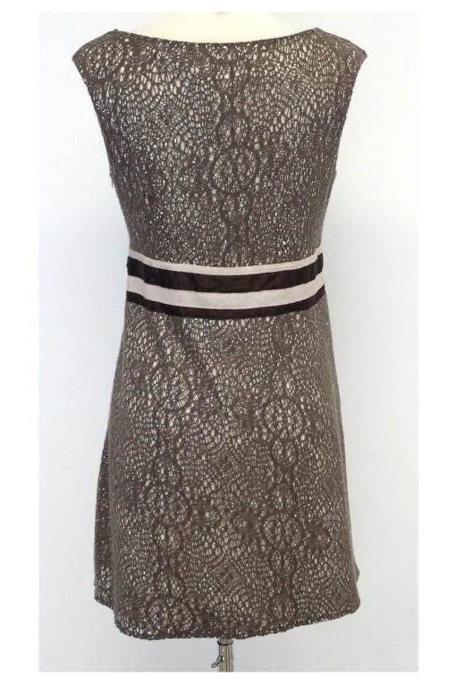 Eva Franco - Taupe Eyelet Dress w/ Bow Detail Sz 4