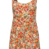 Faithfull the Brand - Orange, Green & White Floral Print "Lou Lou" Mini Dress Sz 2