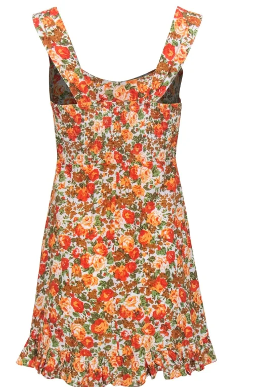 Faithfull the Brand - Orange, Green & White Floral Print "Lou Lou" Mini Dress Sz 2