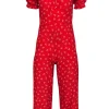 Faithfull the Brand - Red Floral Short Sleeve Jumpsuit Sz 2