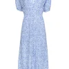 Faithfull the Brand - White w/ Blue Floral Print Short Sleeve Maxi Dress Sz 4