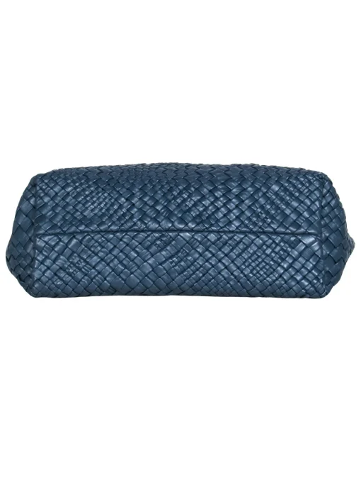 Falor – Large Blue Woven Leather Tote Bag