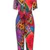 Farm - Red & Multi-Colored 'Dotted Patch Scarf' Jumpsuit Sz XS
