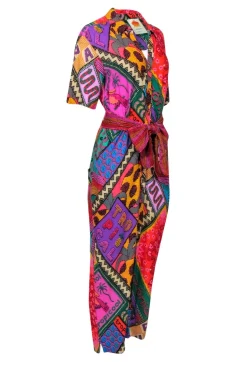 Farm - Red & Multi-Colored 'Dotted Patch Scarf' Jumpsuit Sz XS