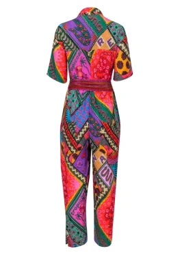 Farm - Red & Multi-Colored 'Dotted Patch Scarf' Jumpsuit Sz XS