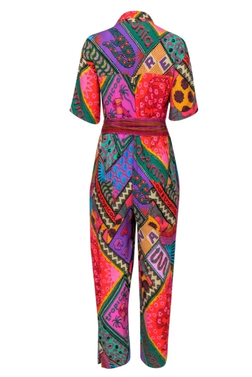 Farm - Red & Multi-Colored 'Dotted Patch Scarf' Jumpsuit Sz XS