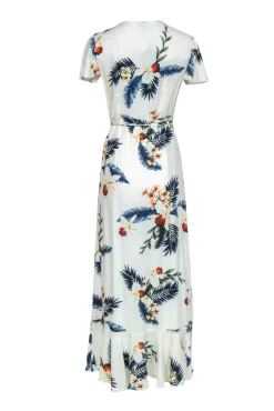 Farm - White & Multicolor Tropical Floral Print Wrap Maxi Dress Sz M