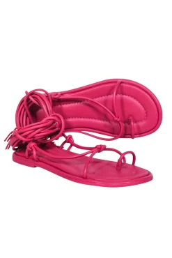 Farm Rio - Dark Pink Lace Up Ankle Tie Sandals Sz 6
