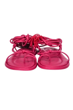 Farm Rio - Dark Pink Lace Up Ankle Tie Sandals Sz 6