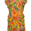 Farm Rio - Yellow Tropical "Beaks & Bananas" Print Ruffle Mini Dress Sz S