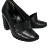 Fendi - Black Loafer-Style Pumps w/ Studded Heel Sz 6