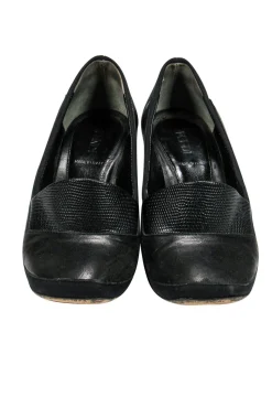 Fendi - Black Loafer-Style Pumps w/ Studded Heel Sz 6