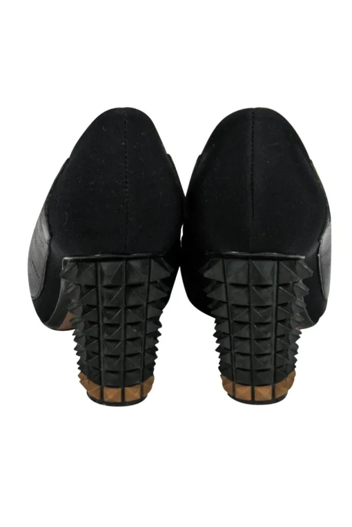 Fendi - Black Loafer-Style Pumps w/ Studded Heel Sz 6