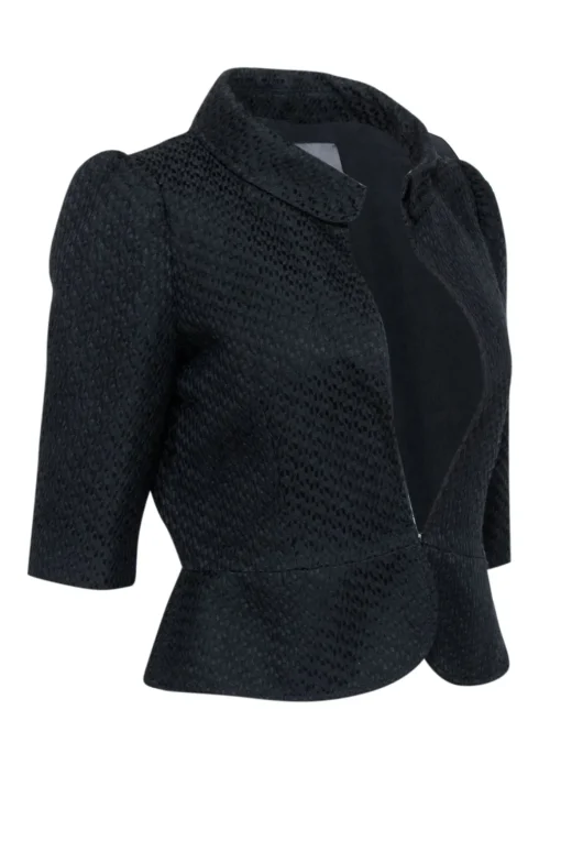 Fendi - Black Textured Crop Sleeve Blazer Sz 8