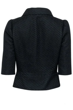 Fendi - Black Textured Crop Sleeve Blazer Sz 8