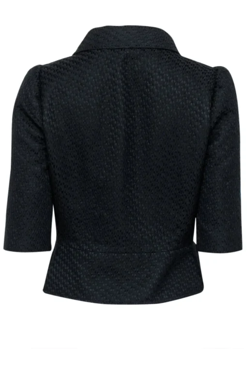 Fendi - Black Textured Crop Sleeve Blazer Sz 8