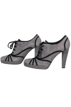 Fendi - Grey Suede Pumps w/ Black Velvet Details Sz 9