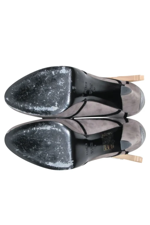 Fendi - Grey Suede Pumps w/ Black Velvet Details Sz 9
