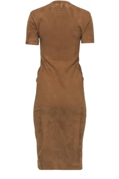 Fendi x Skims - Tan Velour Short Sleeve Bodycon Midi Dress Sz 6