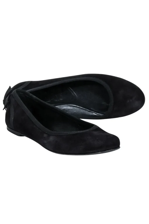 Ferragamo - Black Suede Ballet Flats Sz 7.5