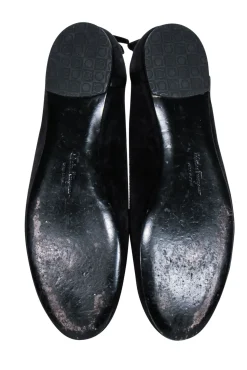Ferragamo - Black Suede Ballet Flats Sz 7.5