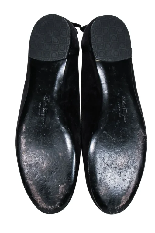 Ferragamo - Black Suede Ballet Flats Sz 7.5