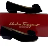 Ferragamo - Black Suede Rosette Flats Sz 5
