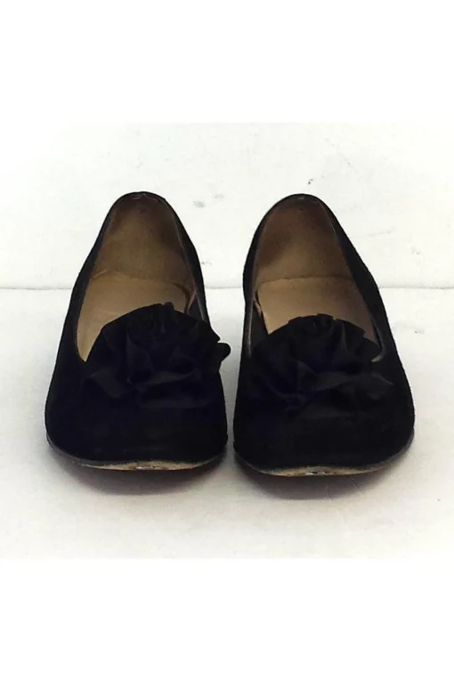 Ferragamo - Black Suede Rosette Flats Sz 5