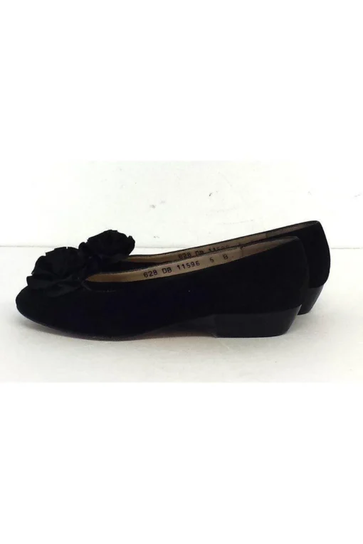 Ferragamo - Black Suede Rosette Flats Sz 5
