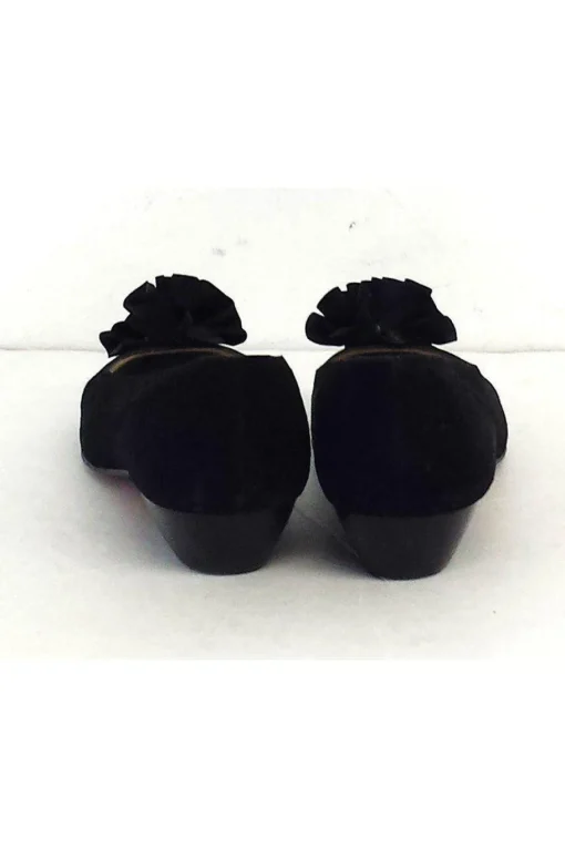 Ferragamo - Black Suede Rosette Flats Sz 5